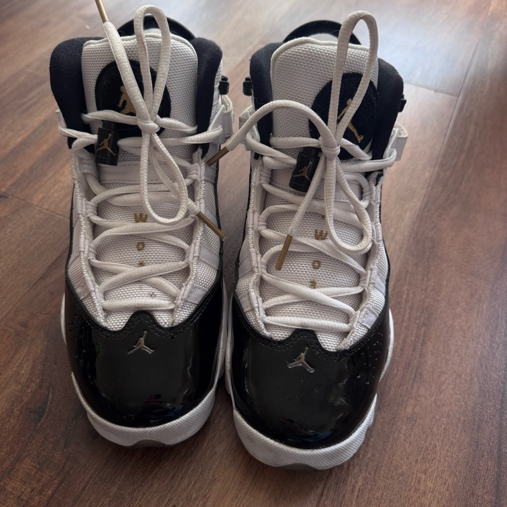 Air Jordan 6 Rings Concord Black White Metallic Gold Sneakers Basketball Runners - Picture 4 of 11